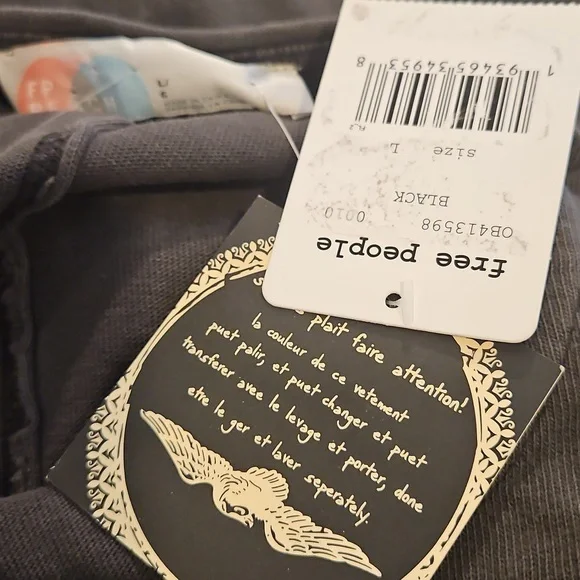 Free People Black Sleeveless Tiered Maxi Dress Sz L New - Picture 7 of 7